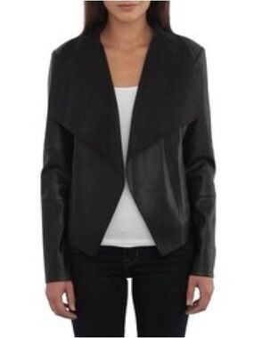 Bagatelle Black Draped Open Front Women's  Lightweight Jacket